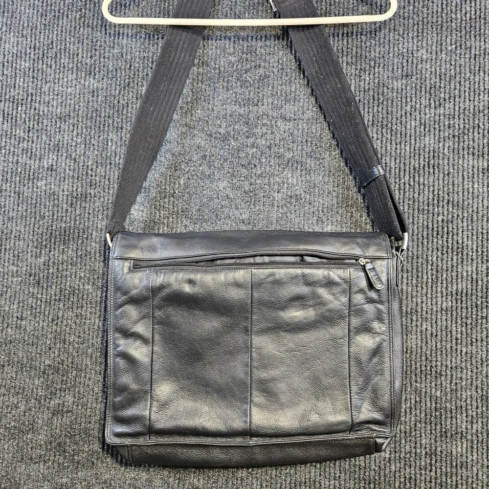 Picard Leder Mens Black Pebbled Leather Messenger Bag Crossbody Satchel Large